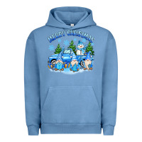 Pigment Pebble Blue merry christmas snowman gnomes truck Urban Hoodie - MaliasSmallBusiness