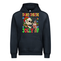 Navy dead inside but jolly af Urban Hoodie - MaliasSmallBusiness