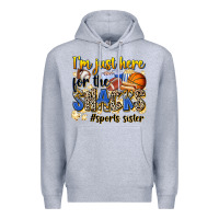 Heather Grey im just here for the snacks sports sister Premium Hoodie - Zillion Design Studio