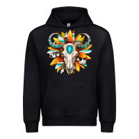 Black Western bull skull sunflower Urban Hoodie - MaliasSmallBusiness