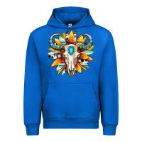 Cobalt Western bull skull sunflower Urban Hoodie - MaliasSmallBusiness