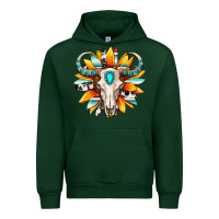 Forest Green Western bull skull sunflower Urban Hoodie - MaliasSmallBusiness