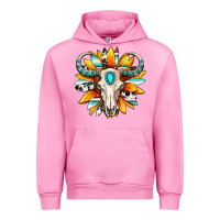 Fuchsia Pink Western bull skull sunflower Urban Hoodie - MaliasSmallBusiness