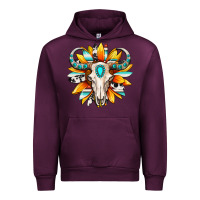 Mauve Wine Western bull skull sunflower Urban Hoodie - MaliasSmallBusiness