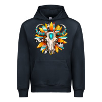 Navy Western bull skull sunflower Urban Hoodie - MaliasSmallBusiness