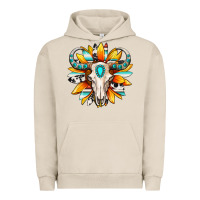 Pigment French Oak Western bull skull sunflower Urban Hoodie - MaliasSmallBusiness