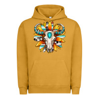 Pigment Peanut Butter Western bull skull sunflower Urban Hoodie - MaliasSmallBusiness
