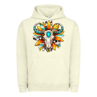 Pigment Pistachio Western bull skull sunflower Urban Hoodie - MaliasSmallBusiness