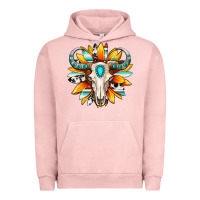 Pigment Salmon Western bull skull sunflower Urban Hoodie - MaliasSmallBusiness