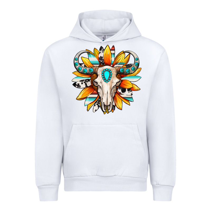 Western Bull Skull Sunflower Urban Hoodie by MaliasSmallBusiness | Teevron