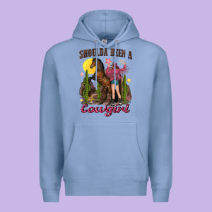 Shoulda Been A Cowgirl Bucking Horse Premium Hoodie Designed By Texasbilliewilder