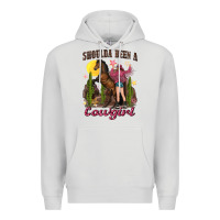 Dove Grey shoulda been a cowgirl bucking horse Premium Hoodie - texasbilliewilder