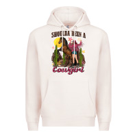 Pale Pink shoulda been a cowgirl bucking horse Premium Hoodie - texasbilliewilder