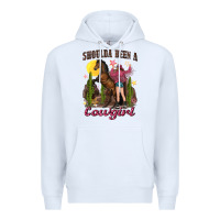 White shoulda been a cowgirl bucking horse Premium Hoodie - texasbilliewilder