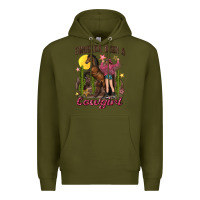 Army Green shoulda been a cowgirl bucking horse Premium Hoodie - texasbilliewilder