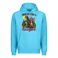 Ocean Blue shoulda been a cowgirl bucking horse Premium Hoodie - texasbilliewilder