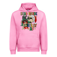 Fuchsia Pink dead inside but jolly as fuck Urban Hoodie - MaliasSmallBusiness