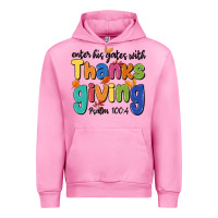 Fuchsia Pink enter his gates with thanksgiving psalm 100 4 Urban Hoodie - MaliasSmallBusiness