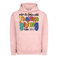 Pigment Salmon enter his gates with thanksgiving psalm 100 4 Urban Hoodie - MaliasSmallBusiness