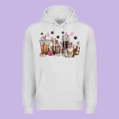 Premium Hoodie siberian cat coffee cups