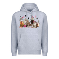 Heather Grey siberian cat coffee cups Premium Hoodie - texasbilliewilder