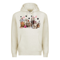 Oatmeal Heather siberian cat coffee cups Premium Hoodie - texasbilliewilder
