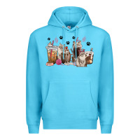 Ocean Blue siberian cat coffee cups Premium Hoodie - texasbilliewilder