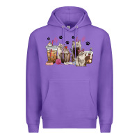 Purple siberian cat coffee cups Premium Hoodie - texasbilliewilder