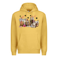 Antique Gold siberian cat coffee cups Premium Hoodie - texasbilliewilder