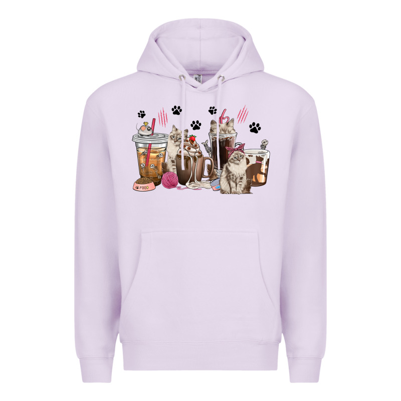 Siberian Cat Coffee Cups Premium Hoodie by texasbilliewilder | Teevron