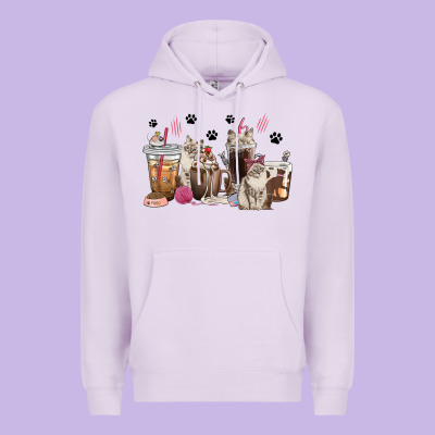 Premium Hoodie siberian cat coffee cups