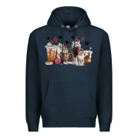Navy siberian cat coffee cups Premium Hoodie - texasbilliewilder