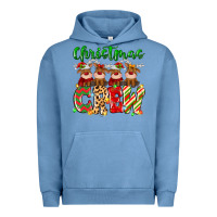 Pigment Pebble Blue christmas crew  deer Urban Hoodie - MaliasSmallBusiness