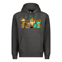 Charcoal Heather sunflowers coffee cups Premium Hoodie - Zillion Design Studio
