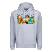 Heather Grey sunflowers coffee cups Premium Hoodie - Zillion Design Studio