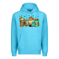 Ocean Blue sunflowers coffee cups Premium Hoodie - Zillion Design Studio