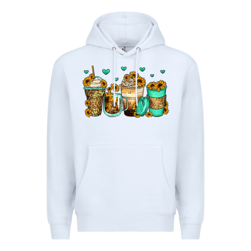 Sunflowers Coffee Cups Premium Hoodie by Zillion Design Studio | Teevron