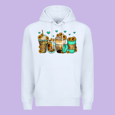 Sunflowers Coffee Cups Premium Hoodie Designed By Zillion Design Studio