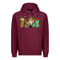Burgundy sunflowers coffee cups Premium Hoodie - Zillion Design Studio