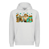 Dove Grey sunflowers coffee cups Premium Hoodie - Zillion Design Studio