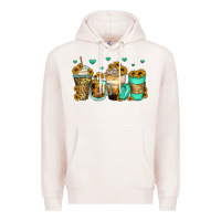 Pale Pink sunflowers coffee cups Premium Hoodie - Zillion Design Studio