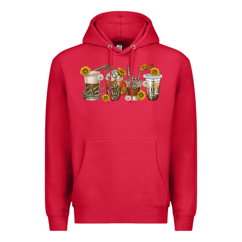 Skeleton Hands Coffee Cups Premium Hoodie by texasbilliewilder | Teevron