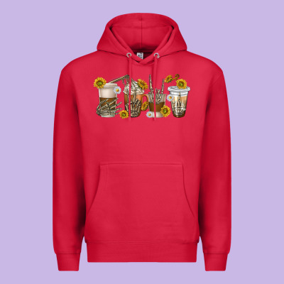Premium Hoodie skeleton hands coffee cups