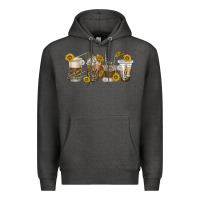 Charcoal Heather skeleton hands coffee cups Premium Hoodie - texasbilliewilder