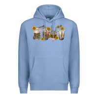 Colony Blue skeleton hands coffee cups Premium Hoodie - texasbilliewilder