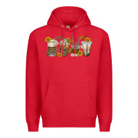 Red skeleton hands coffee cups Premium Hoodie - texasbilliewilder