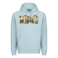 Blue Mist skeleton hands coffee cups Premium Hoodie - texasbilliewilder