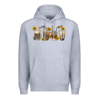 Heather Grey skeleton hands coffee cups Premium Hoodie - texasbilliewilder