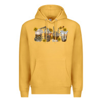 Mustard skeleton hands coffee cups Premium Hoodie - texasbilliewilder