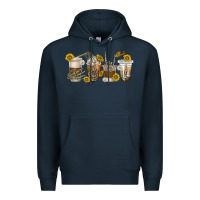 Navy skeleton hands coffee cups Premium Hoodie - texasbilliewilder